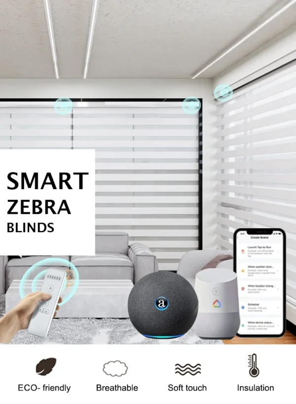 wi fi ستائر زيبرا تعمل بنظام ذكي كهربائي مع